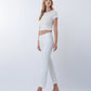 Left 45 degrees product image of Optic White - Mid Rise Cuffed Crop Slim Straight Jeans