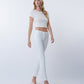 Right 45 degrees product image of Optic White - Mid Rise Cuffed Crop Slim Straight Jeans