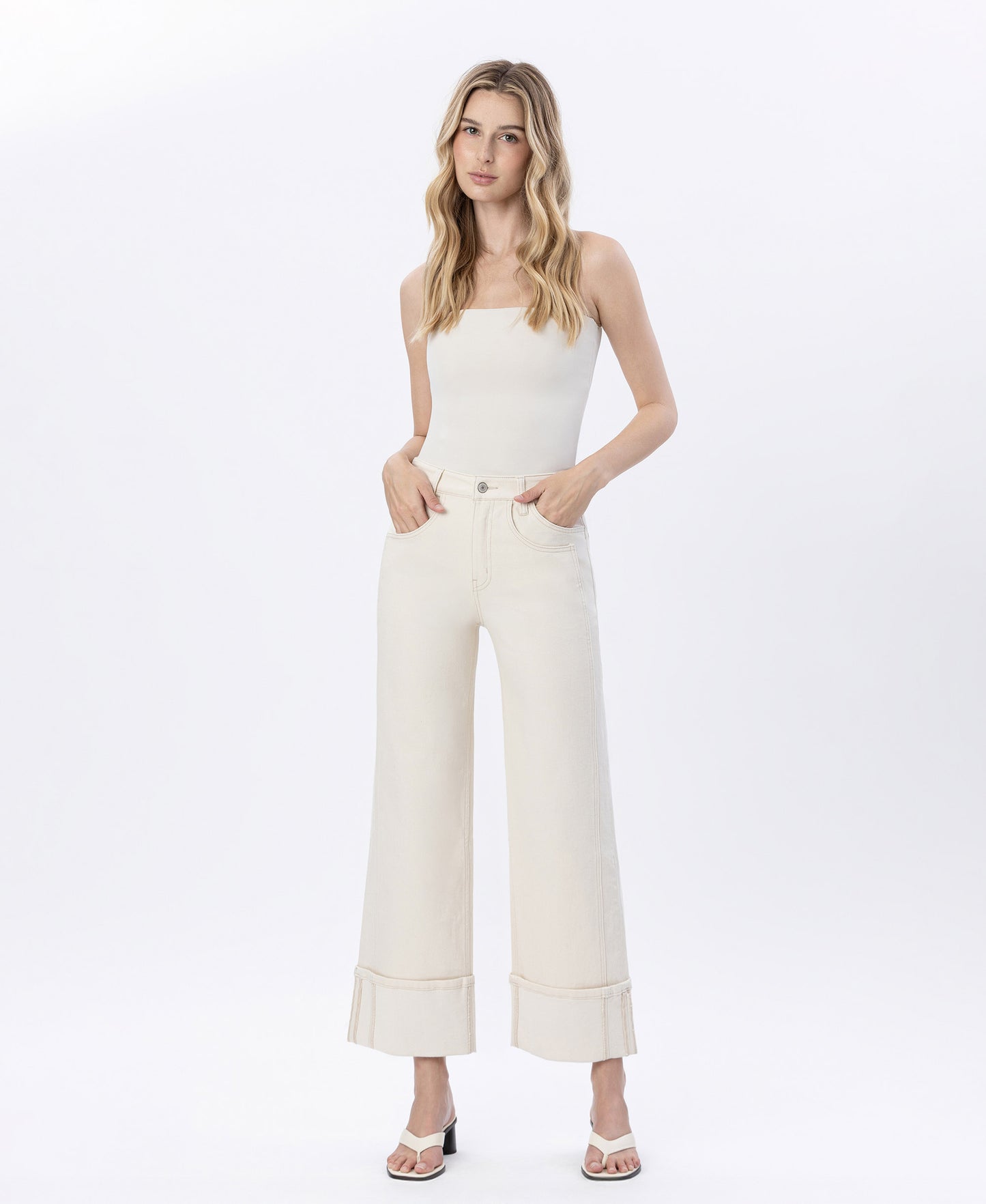 Front product images of Radiant Symphony - Super High Rise Cuffed Wide Leg Jeans