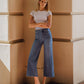 editorial image of Serene Promise - High Rise Comfort Waistband Crop Wide Leg Jeans