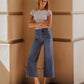 editorial image of Serene Promise - High Rise Comfort Waistband Crop Wide Leg Jeans