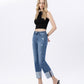Left 45 degrees product image of Blissful Reflections - High Rise Cuffed Crop Straight Jeans