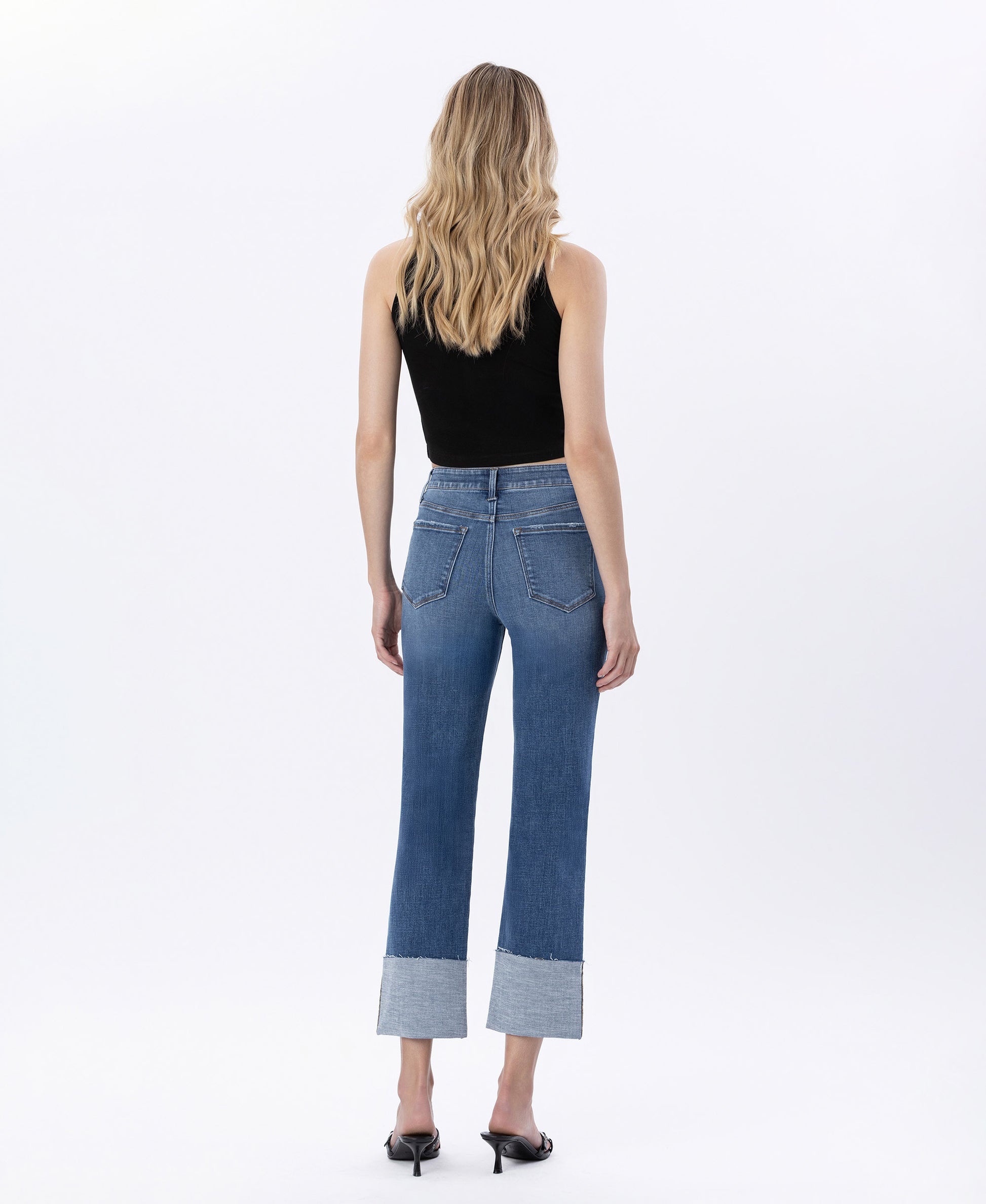 Back product images of Blissful Reflections - High Rise Cuffed Crop Straight Jeans