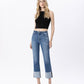 Front product images of Blissful Reflections - High Rise Cuffed Crop Straight Jeans