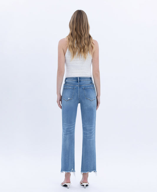 Back product images of Vital Horizon - High Rise Frayed Hem Crop Straight Jeans