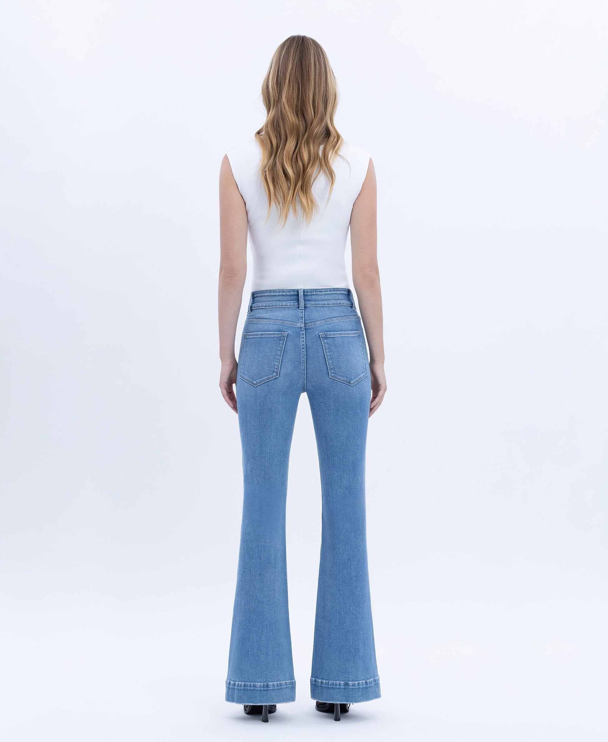 Back product images of Majestic Grace - High Rise Full Length Flare Jeans
