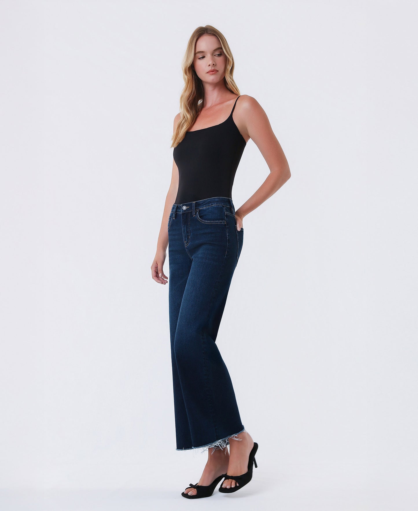 Left 45 degrees product image of  product image of Blissful Spring - High Rise Ankle Wide Leg Jeans