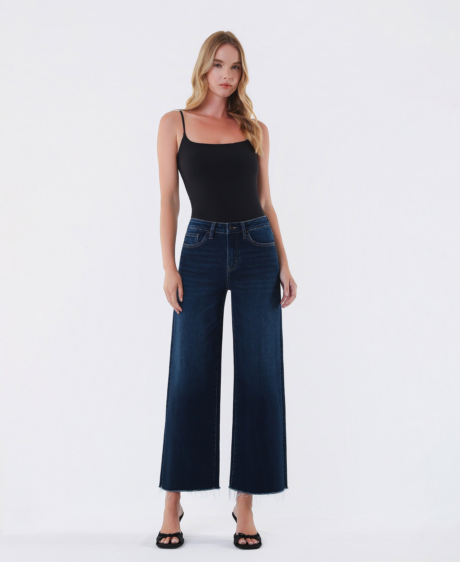 Front product images of Blissful Spring - High Rise Ankle Wide Leg Jeans