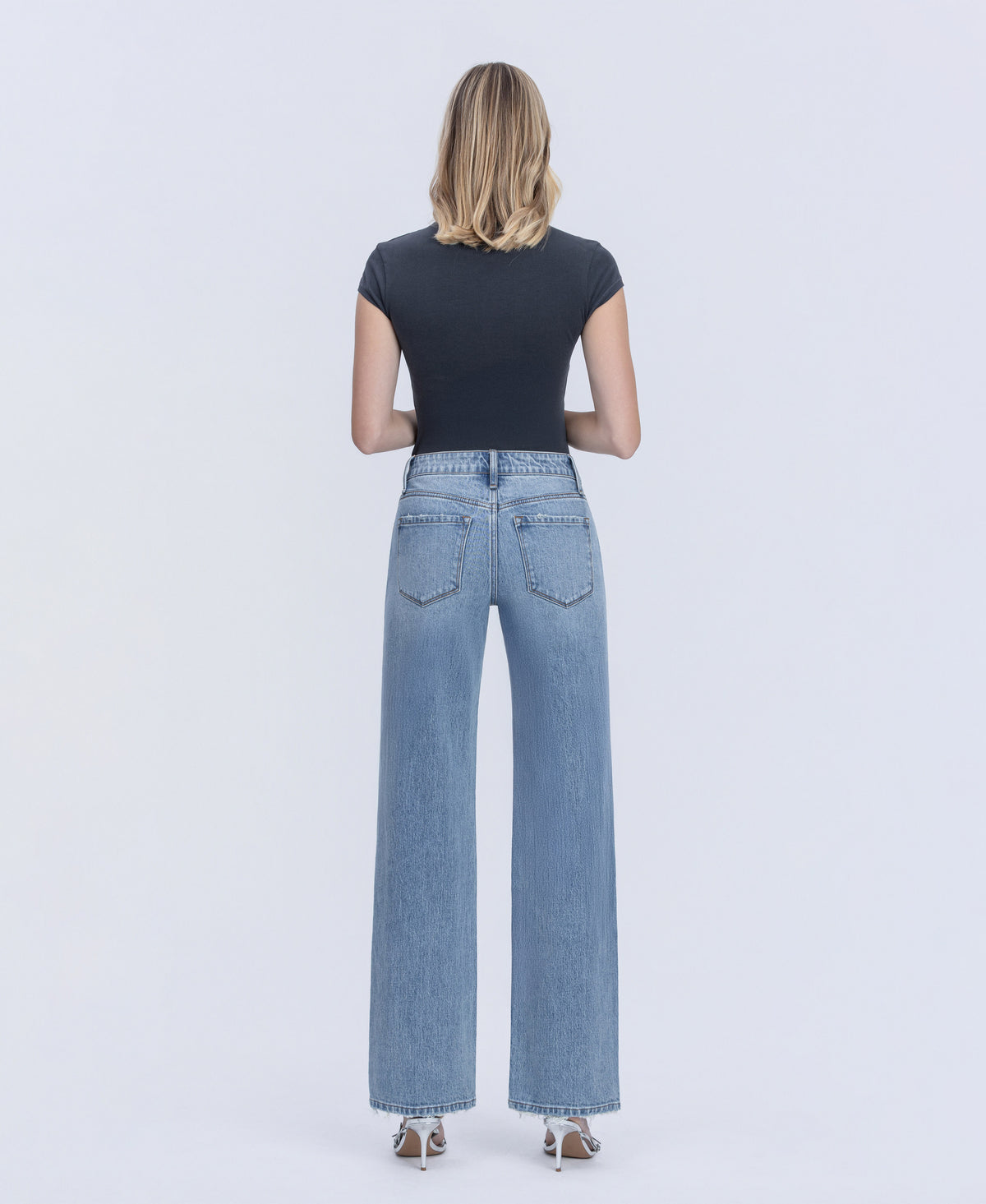 Back product images of Resplendent Wave - Mid Rise Slim Wide Leg Jeans