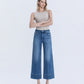 Front product images of Golden Aura - High Rise Trouser Hem Pin Tuck Ankle Wide Leg Jeans