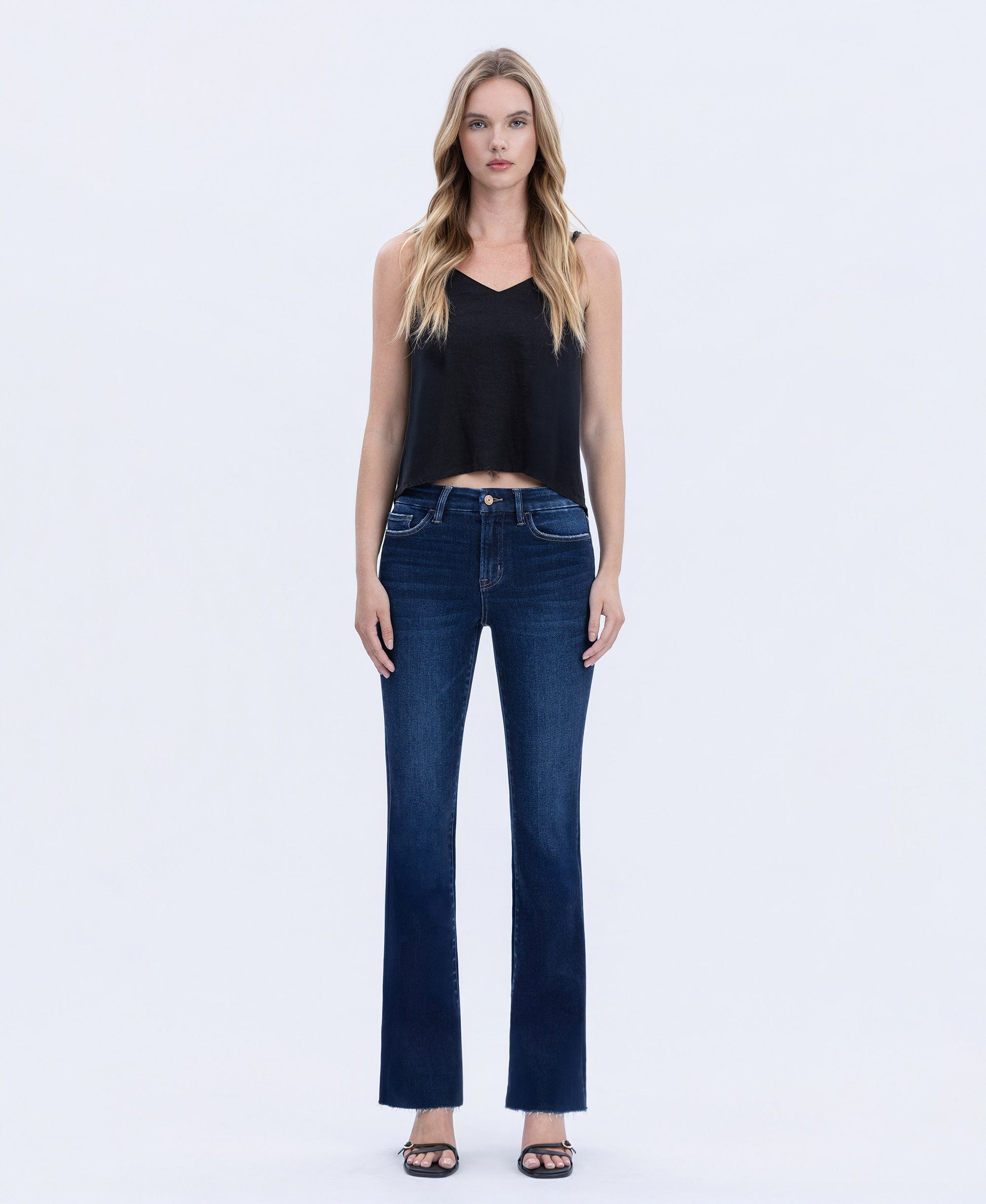 Front product images of Uplifted Gleam - High Rise Seamless WB Raw Hem Bootcut Jeans