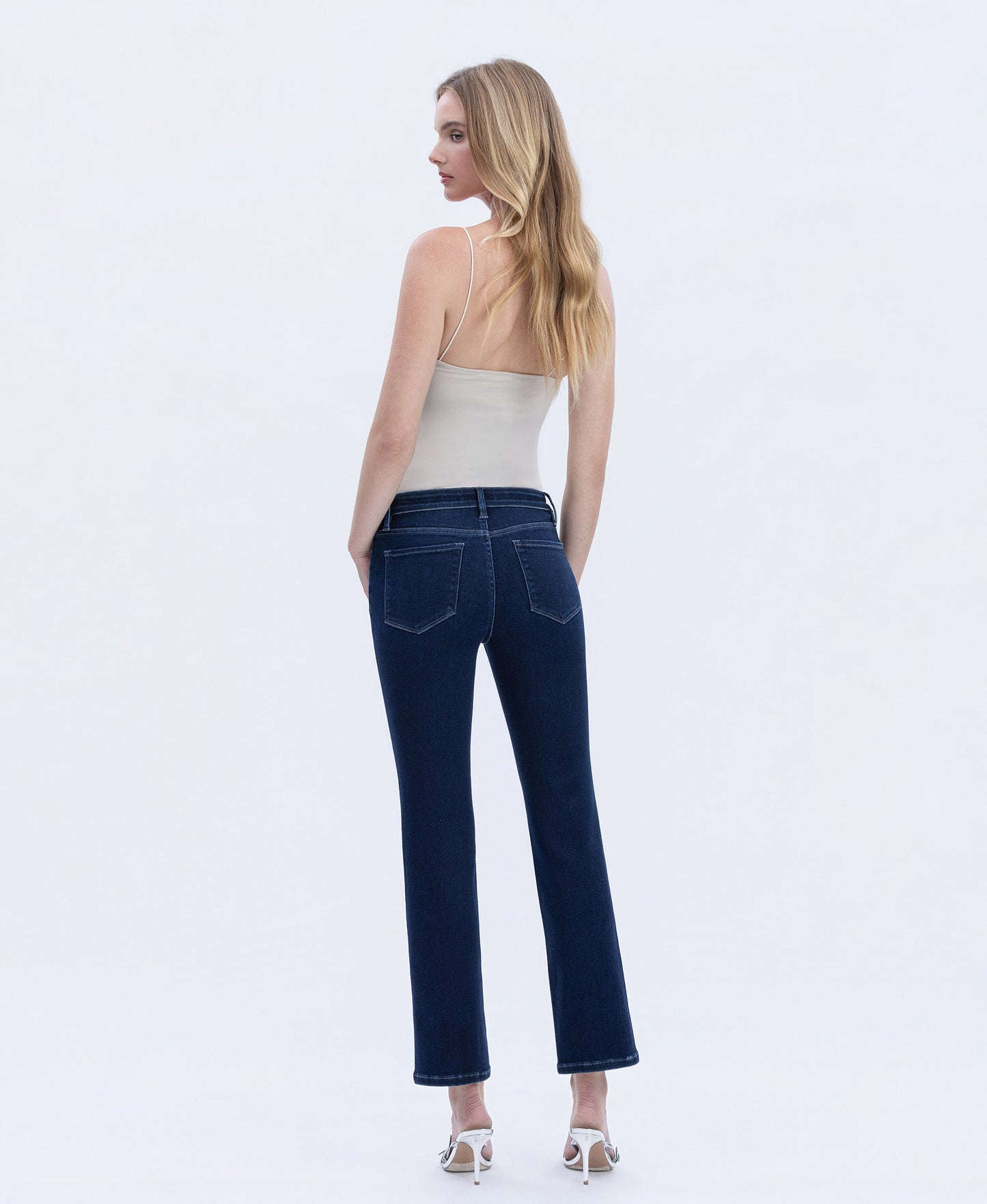 Back product images of  Glorious Joy - Mid Rise Ankle Slim Straight Jeans