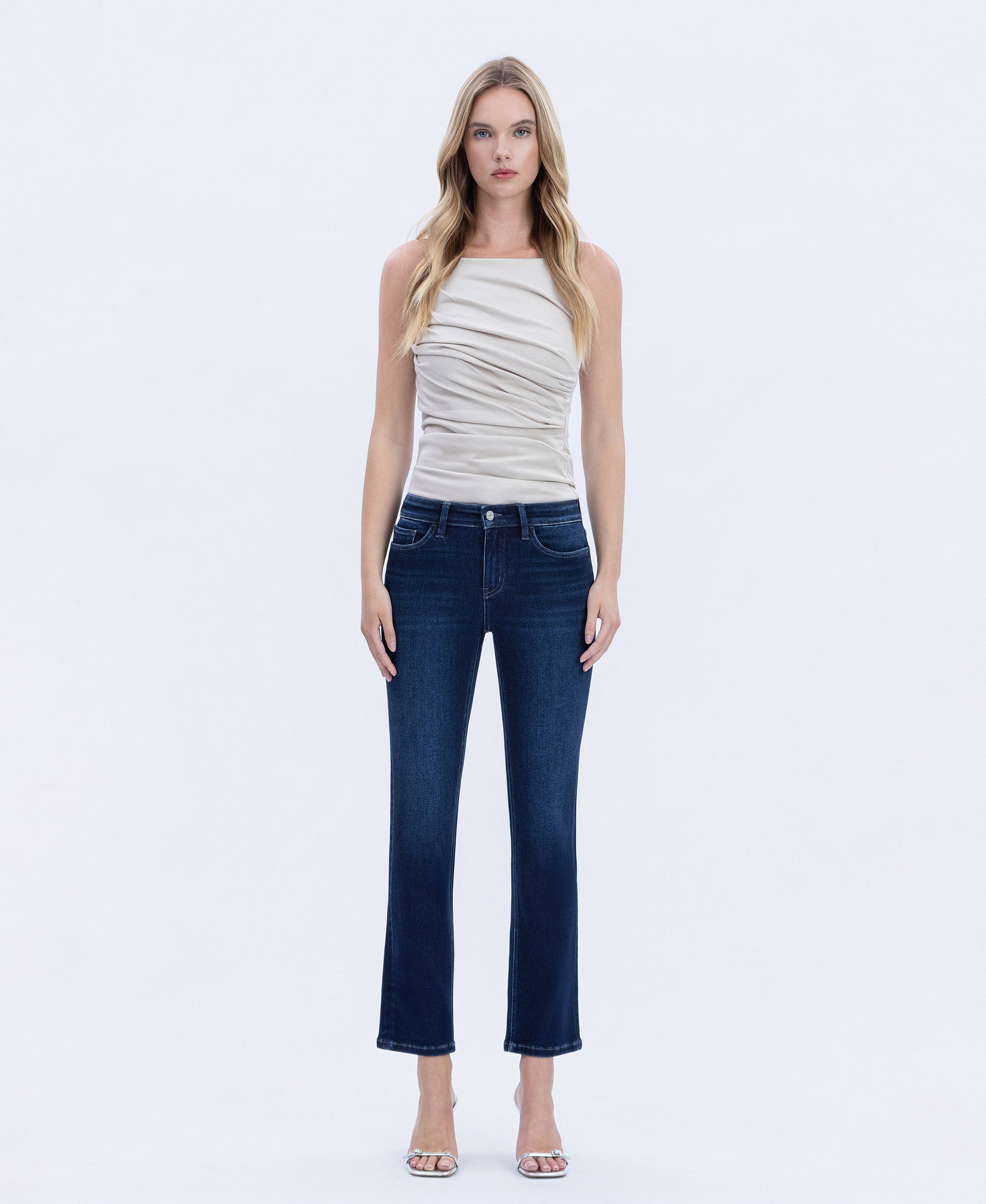 Front product images of Glorious Joy - Mid Rise Ankle Slim Straight Jeans