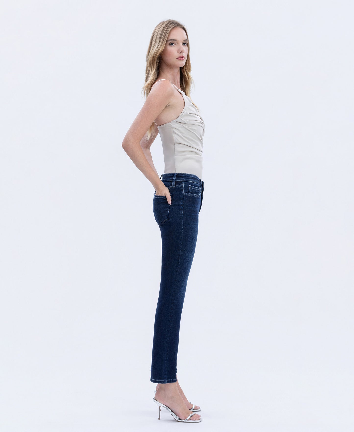 Right side product images of Glorious Joy - Mid Rise Ankle Slim Straight Jeans