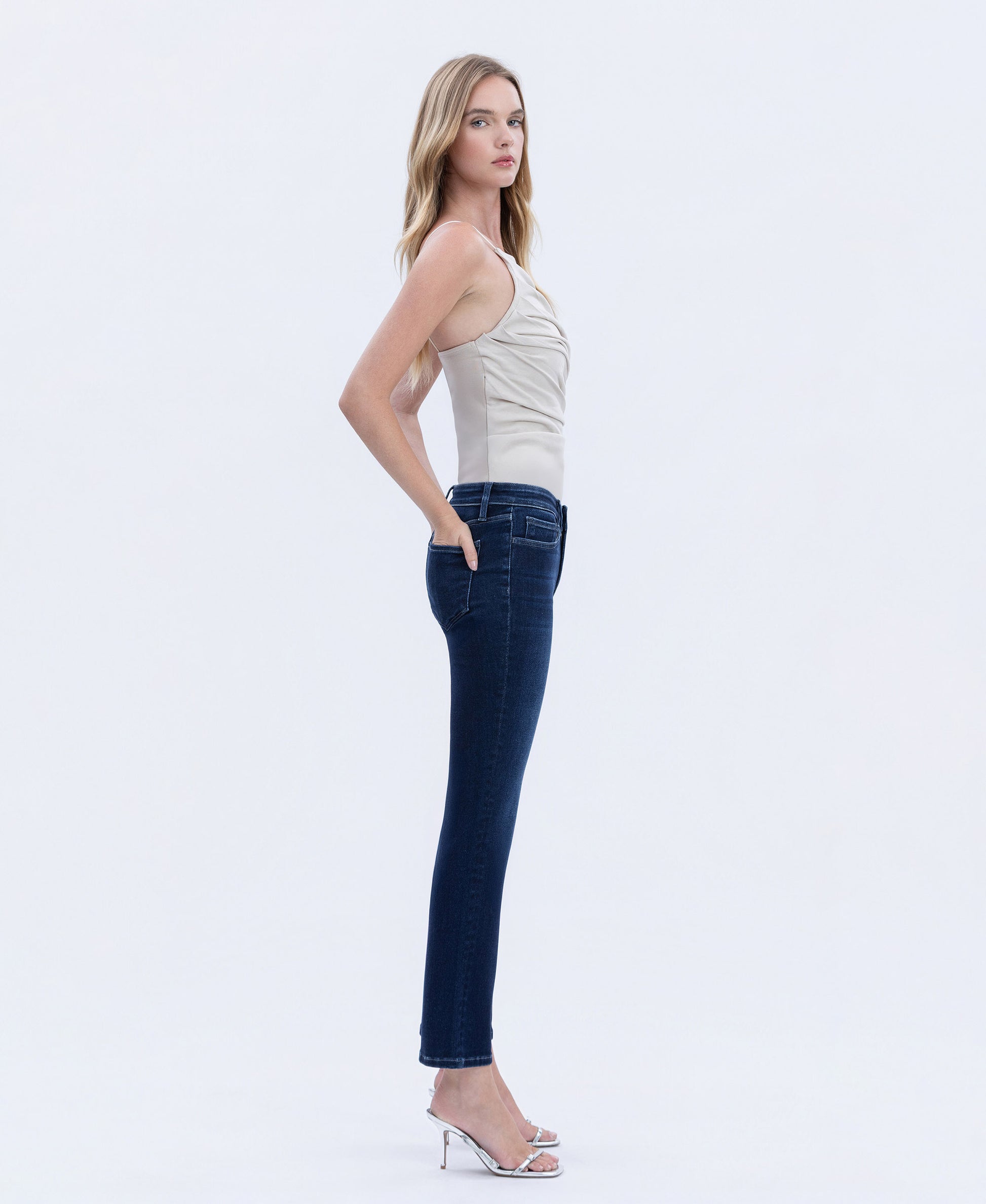 Right side product images of Glorious Joy - Mid Rise Ankle Slim Straight Jeans