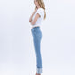 Left side product images of Elegant Serenity - High Rise Rhinestone Cuffed Slim Straight Jeans