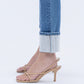 detail image of Radiant Dream - High Rise Rhinestone Cuffed Slim Straight Jeans