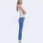 Right side product images of Radiant Dream - High Rise Rhinestone Cuffed Slim Straight Jeans