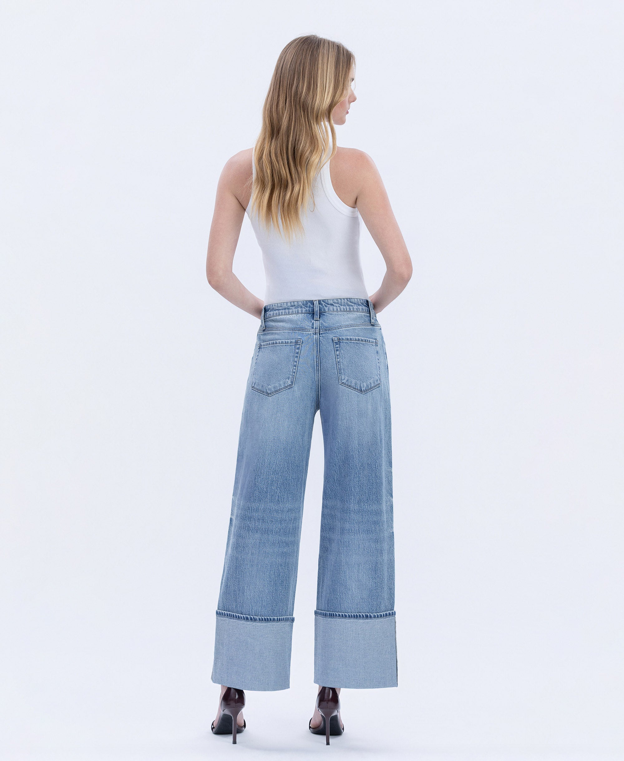VERVET Vital Symphony High Rise Cuffed Wide Leg Jeans