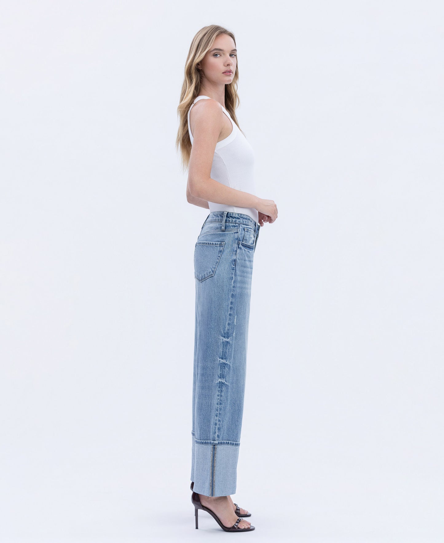 Right side product images of Vital Symphony - High Rise Cuffed Wide Leg Jeans