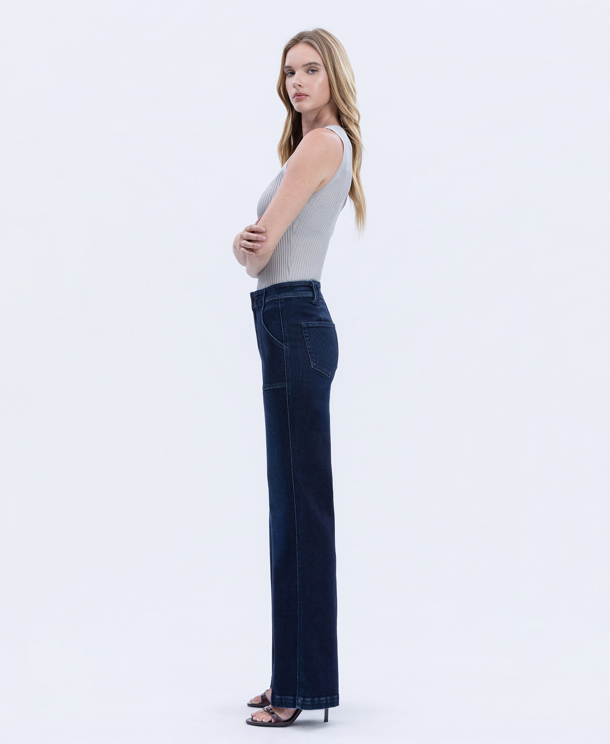 Left side product images of Jubilant Reflections - Super High Rise Full Length Vintage Flare Jeans