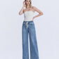 Front product images of Vibrant Essence - Super High Rise Elastic Waistband Wide Leg Jeans