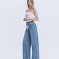 Left 45 degrees product image of Vibrant Essence - Super High Rise Elastic Waistband Wide Leg Jeans