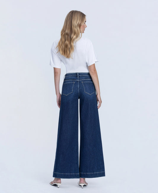 Back product images of Beaming - High Rise Fused Waistband Palazzo Jeans