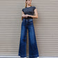 EDITORIAL IMAGE OF Beaming - High Rise Fused Waistband Palazzo Jeans