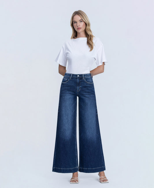 Front product images of Beaming - High Rise Fused Waistband Palazzo Jeans