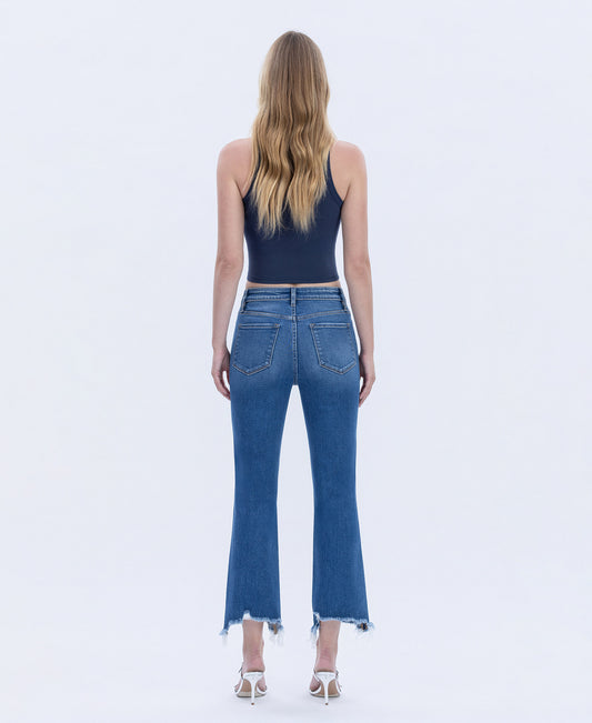 Back product images of Divine - High Rise Distressed Hem Kick Flare Jeans
