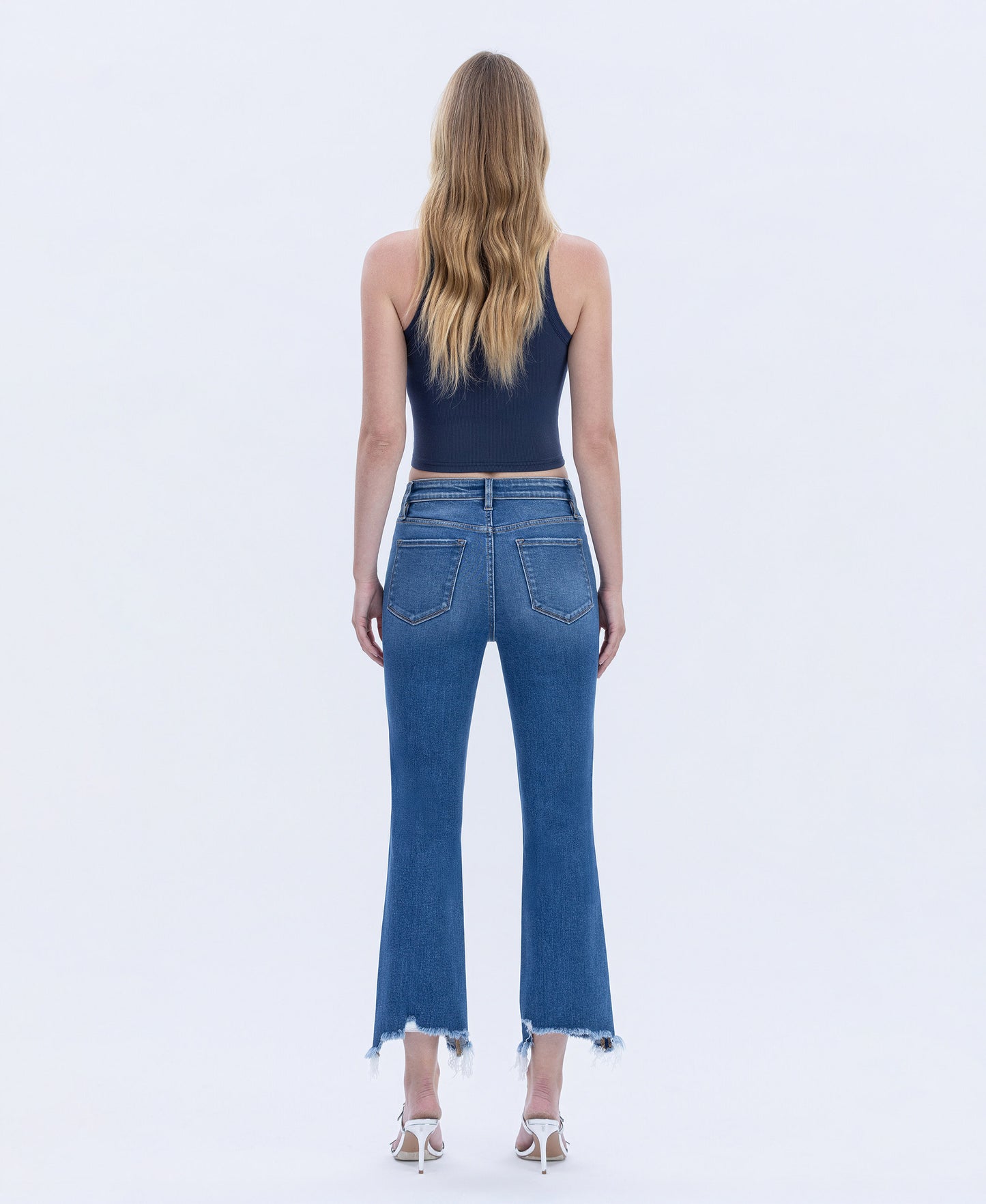Back product images of Divine - High Rise Distressed Hem Kick Flare Jeans