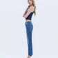 Left side product images of Divine - High Rise Distressed Hem Kick Flare Jeans