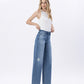 Right 45 degrees product image of Resounding - High Rise Distressed Wide Leg Jeans