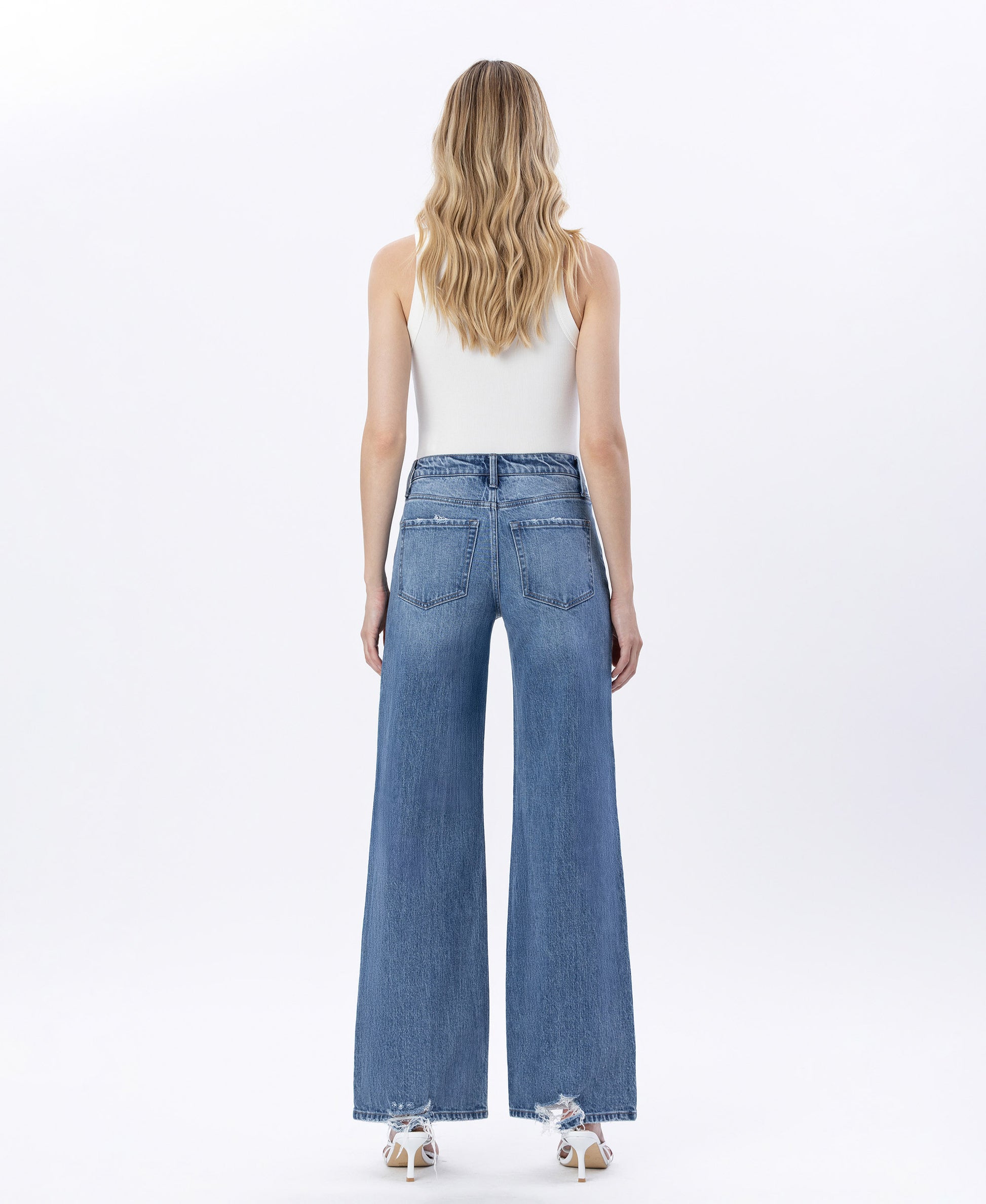 Back product images of Resounding - High Rise Distressed Wide Leg Jeans