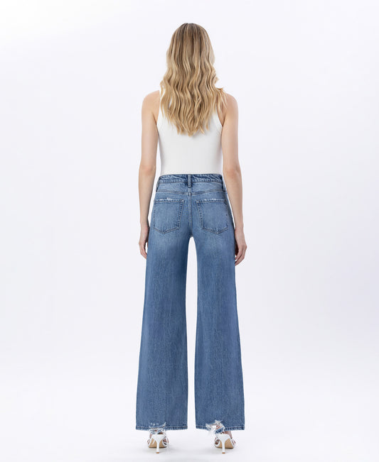 Back product images of Resounding - High Rise Distressed Wide Leg Jeans