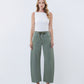Front product images of Olive - Super High Rise Drawstring WB Wide Barrel Jeans