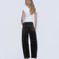 Back product images of Velvet Stone - High Rise Velvet Flocked Barrel Jeans