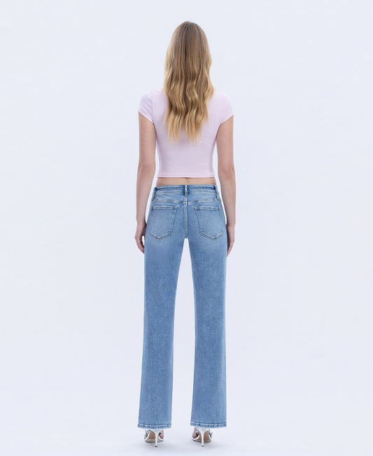 Back product images of LT Stone Wash - Mid Rise Full Length Slim Wide Leg Jeans
