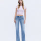 Front product images of LT Stone Wash - Mid Rise Full Length Slim Wide Leg Jeans