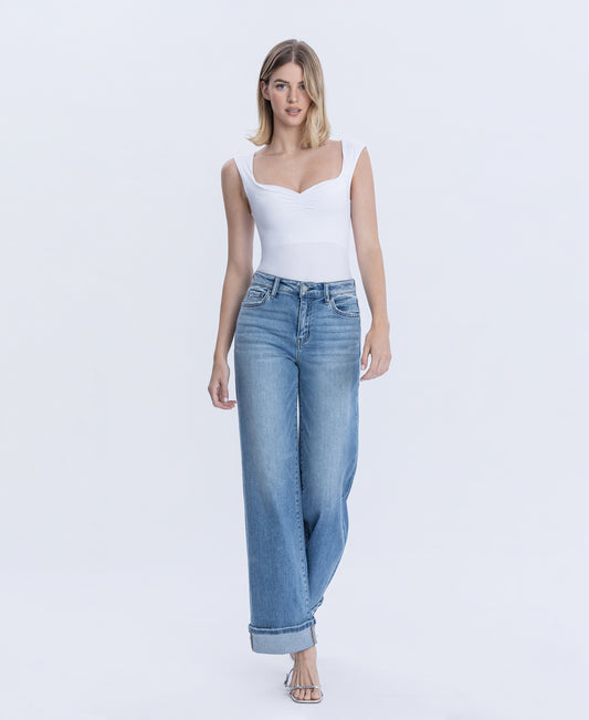 Front product images of Westbury - High Rise Full Length Cuffed Baggy Wide Leg Jeans