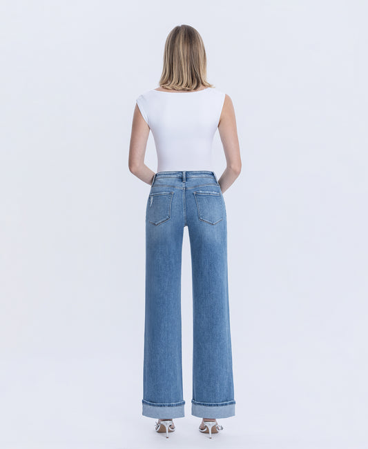 Back product images of Westbury - High Rise Full Length Cuffed Baggy Wide Leg Jeans