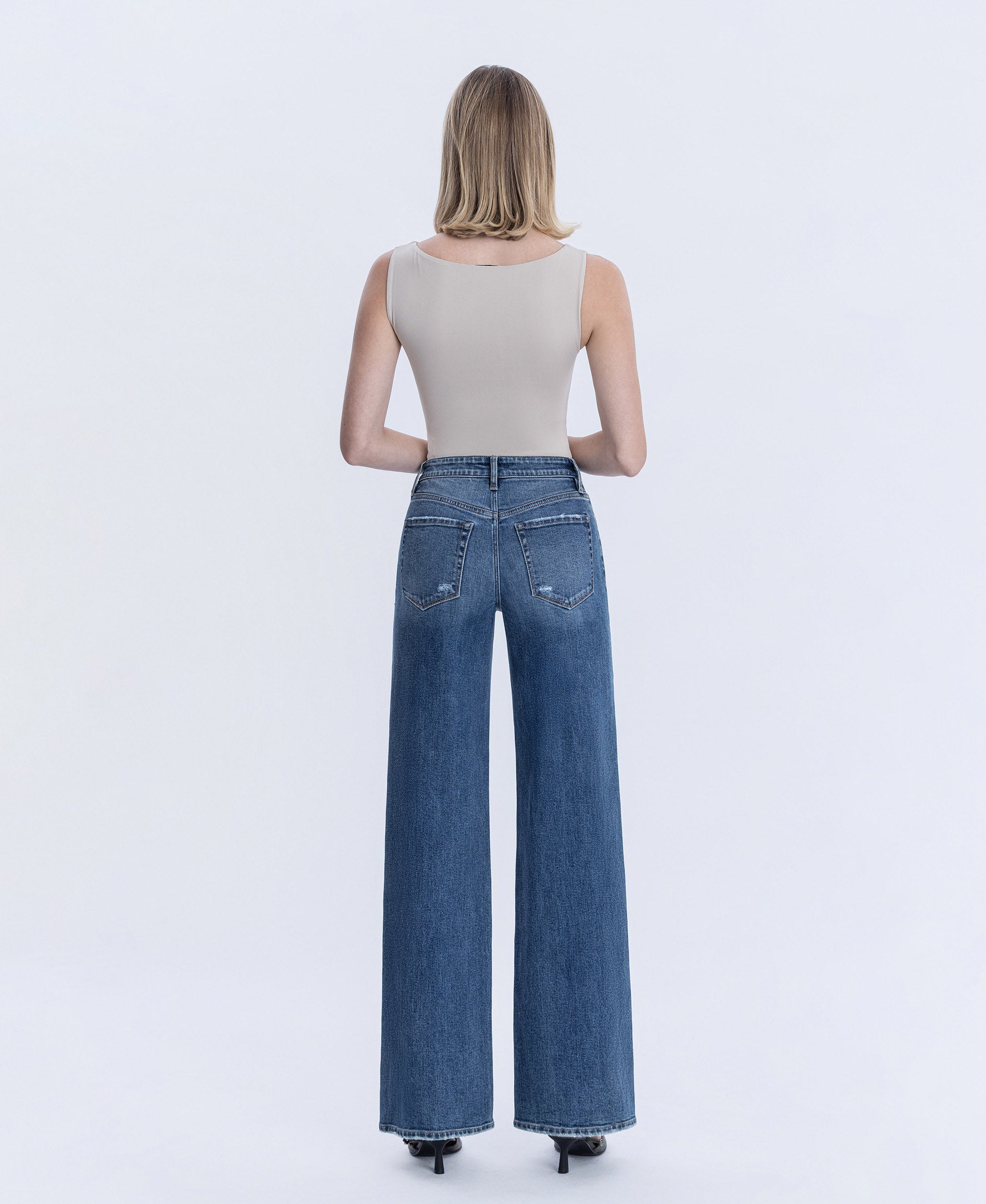 VERVET Seduction High Rise Distressed Wide Leg Jeans