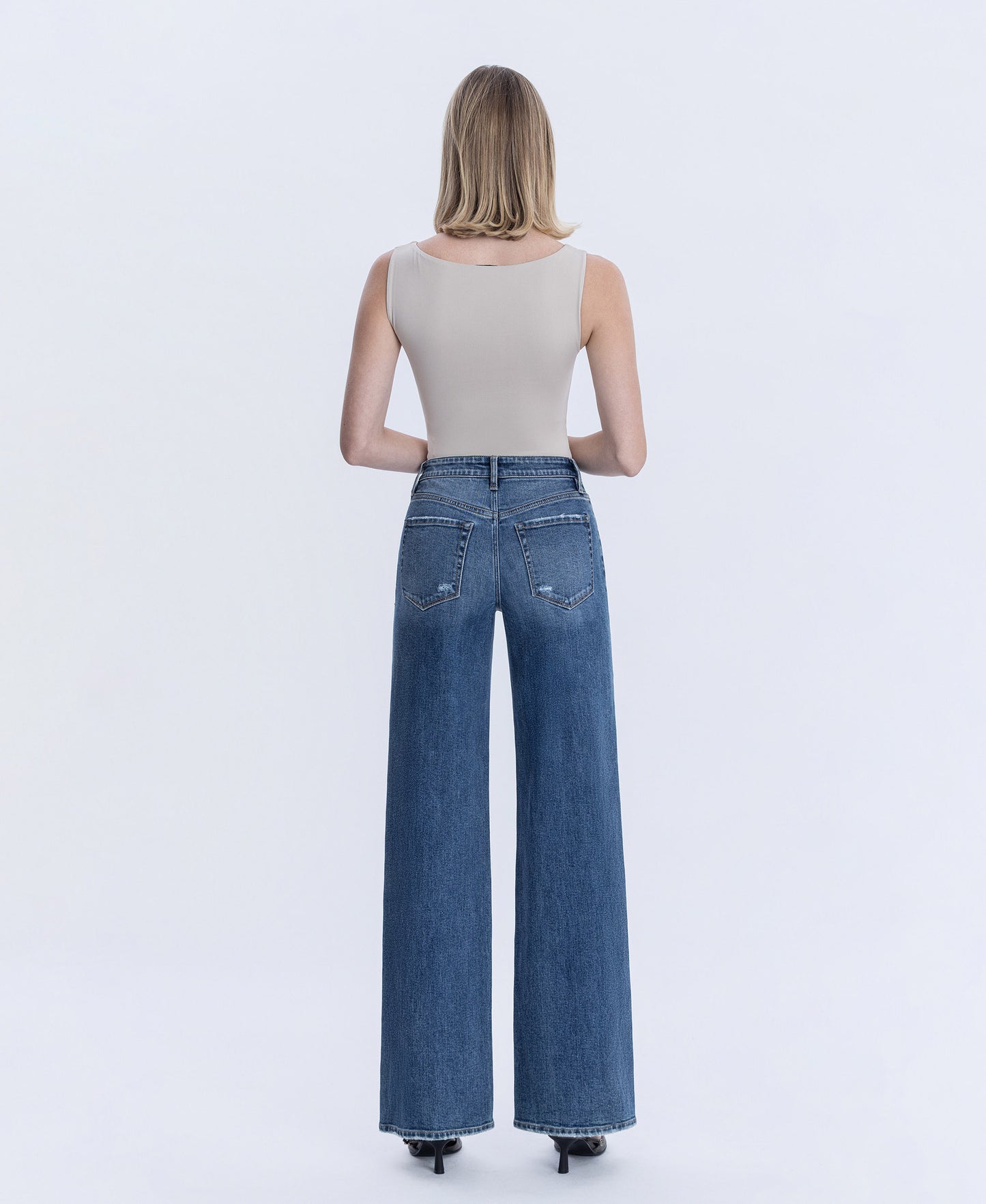 Back product images of Seduction - High Rise Distressed Wide Leg Jeans