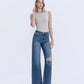 Right 45 degrees product image of Seduction - High Rise Distressed Wide Leg Jeans