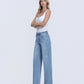 Left 45 degrees product image of Allure - High Rise Distressed Hem Wide Leg Jeans