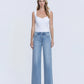 Front product images of Allure - High Rise Distressed Hem Wide Leg Jeans
