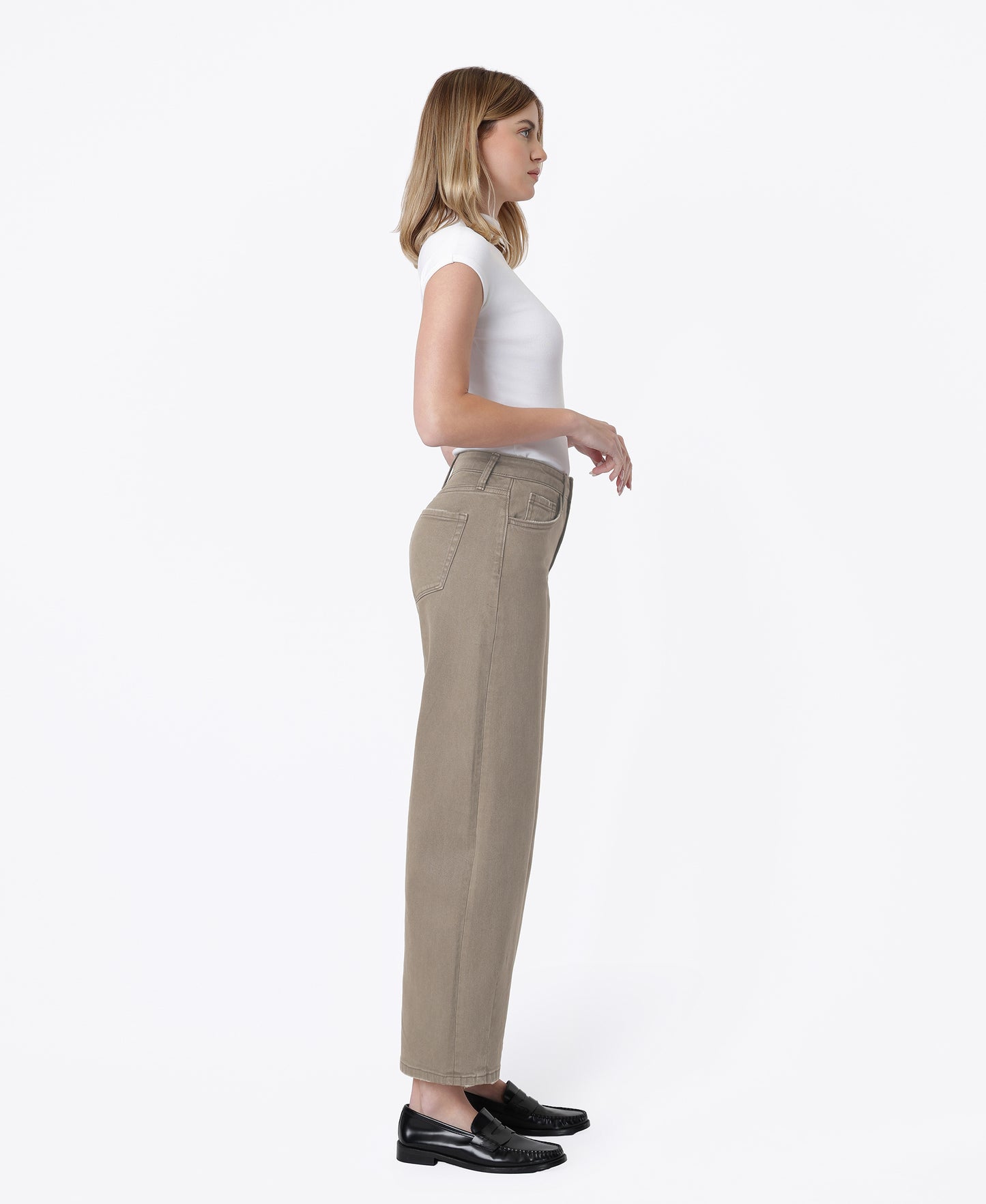 Right side product images of  Ash - High Rise Darted Ankle Wide Barrel Jeans