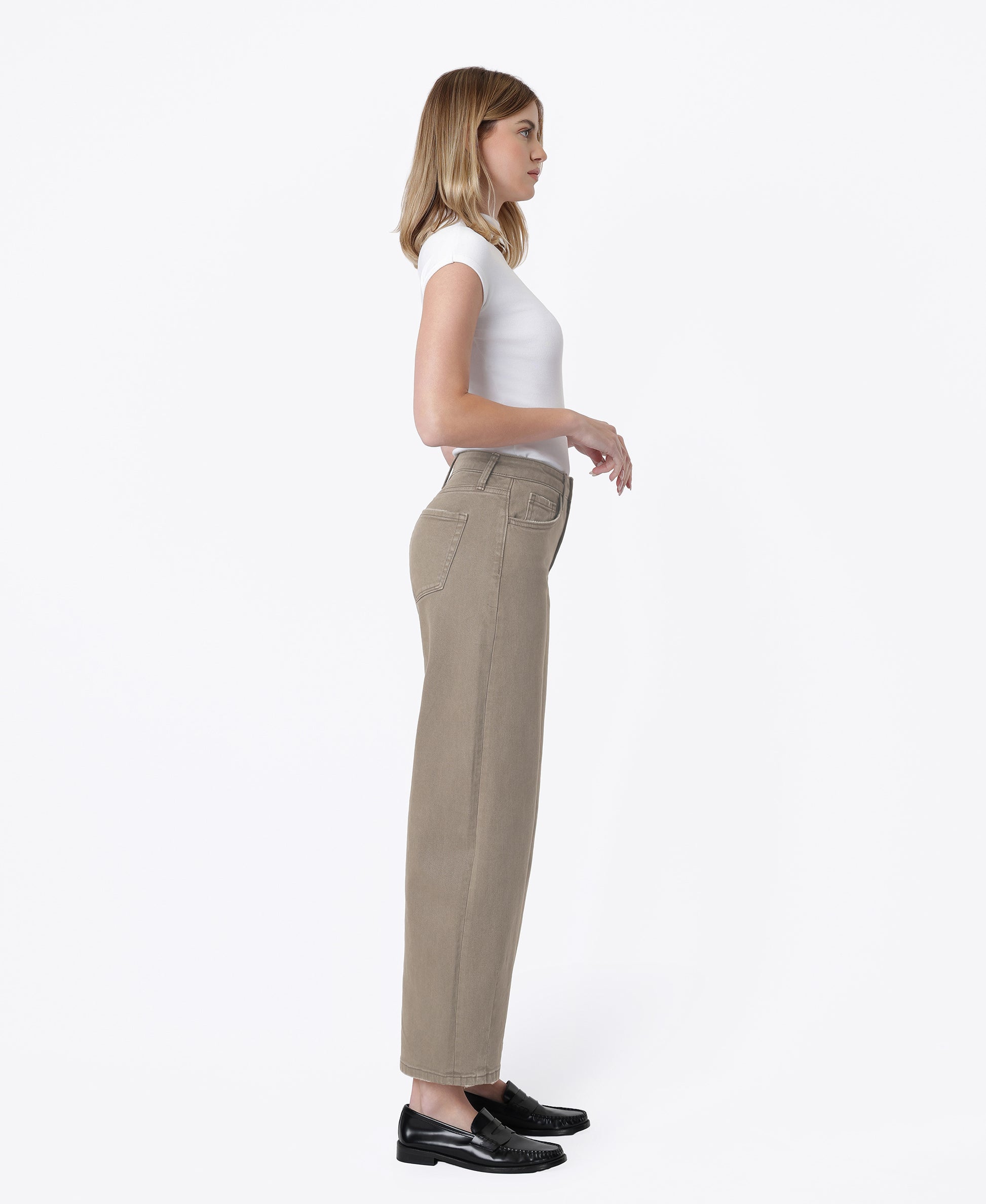 Right side product images of  Ash - High Rise Darted Ankle Wide Barrel Jeans
