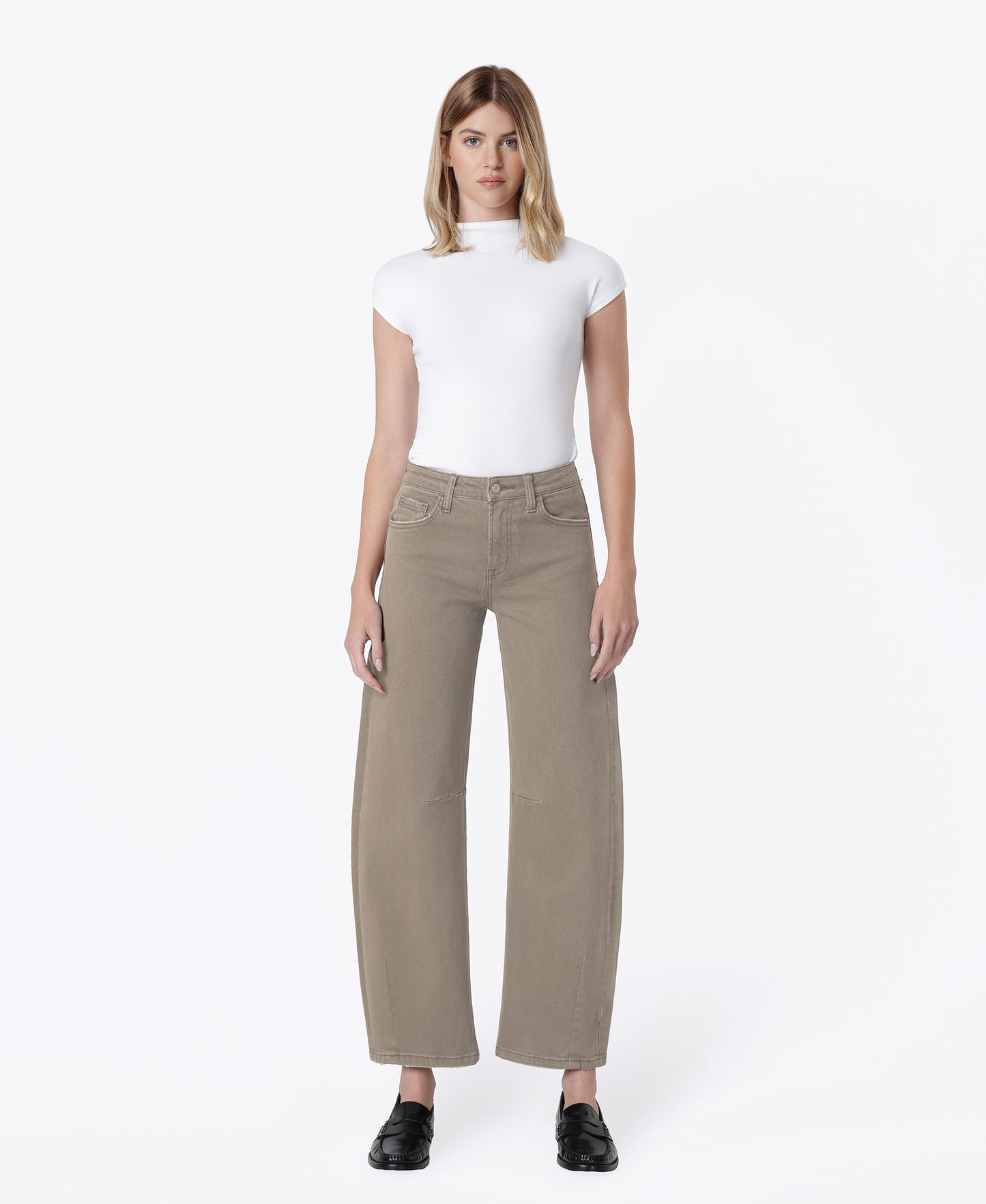 Front product images of Ash - High Rise Darted Ankle Wide Barrel Jeans